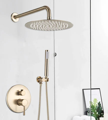 Brushed Gold Modern Concealed Shower with Hand Shower #20211