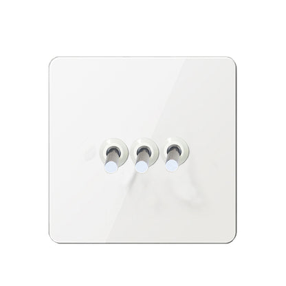 Elegant White & Silver Toggle Light Switch - 3 levers