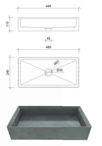 Concrete Square Basin #202326