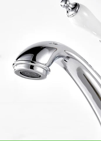 Chrome Single Handle Basin Mixer with Ceramic Handle #202510