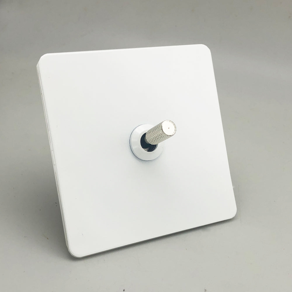 Elegant White & Silver Toggle Light Switch - 1 lever