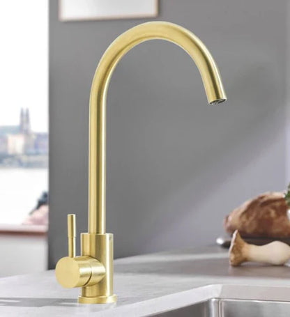 Brushed Gold Minimal Round Arc Mixer #201849