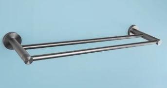 Gun Metal Grey Minimal Double Towel Rail #202416