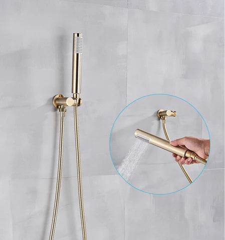 Brushed Gold Modern Concealed Shower with Hand Shower #20211