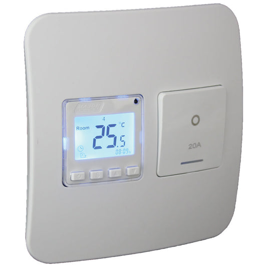 Digital Thermostat with Isolator Switch - White