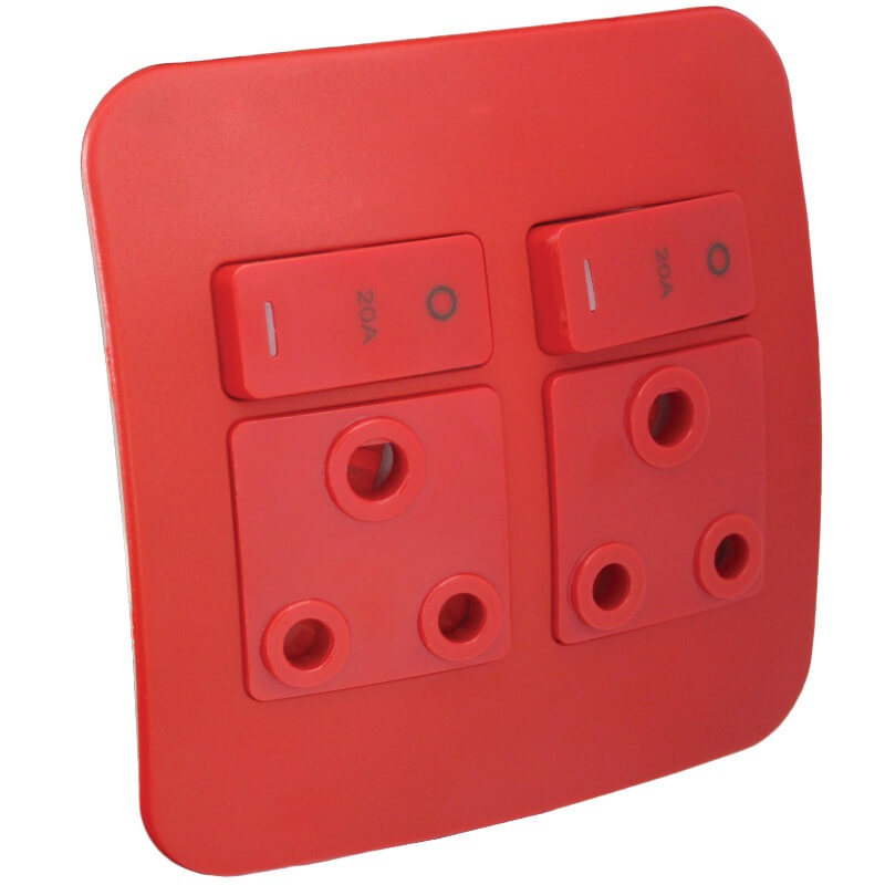Veti 1 - Double Dedicated Red Socket Outlet – Light Switches