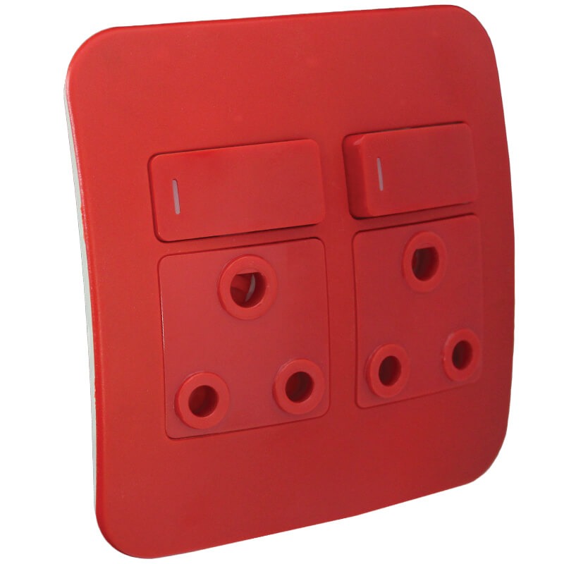 Double Dedicated Red Socket With DP Switch