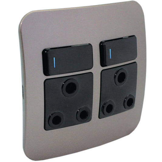 Double RSA Socket Outlet with Indicator - Bronze