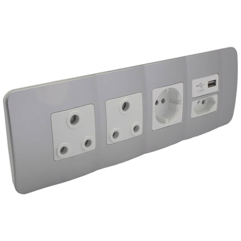 Omni - Double RSA Sockets, Single RSA Schuko, Single USB Charger and Single RSA V-Slim