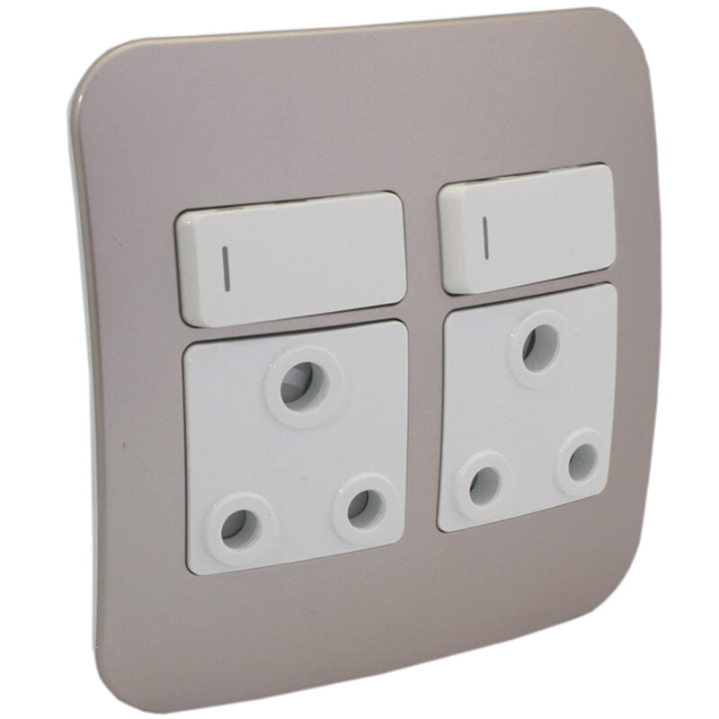 Double Switched Wall Socket - Champagne