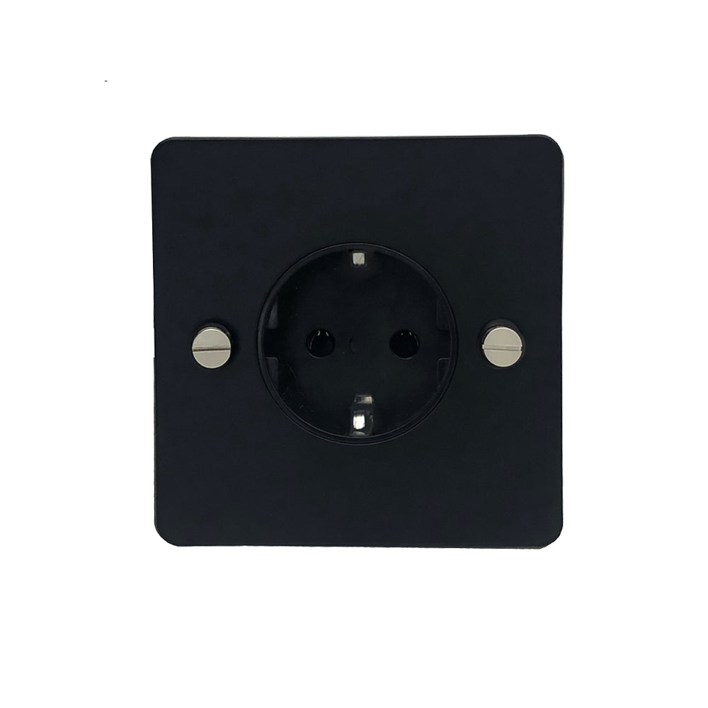 Detailed Black with Silver EU Wall Socket