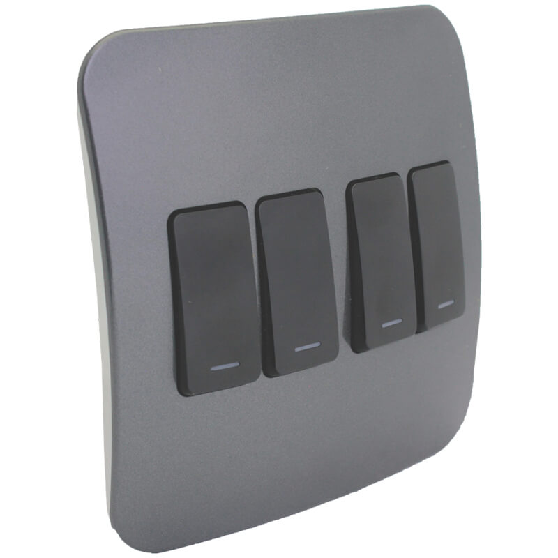 Four Lever Light Switch - Gun Metal