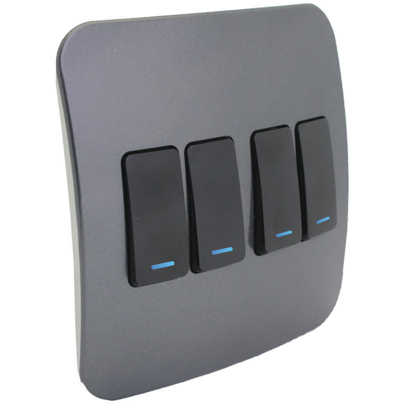 Four Lever One-Way Black Switch with Locator