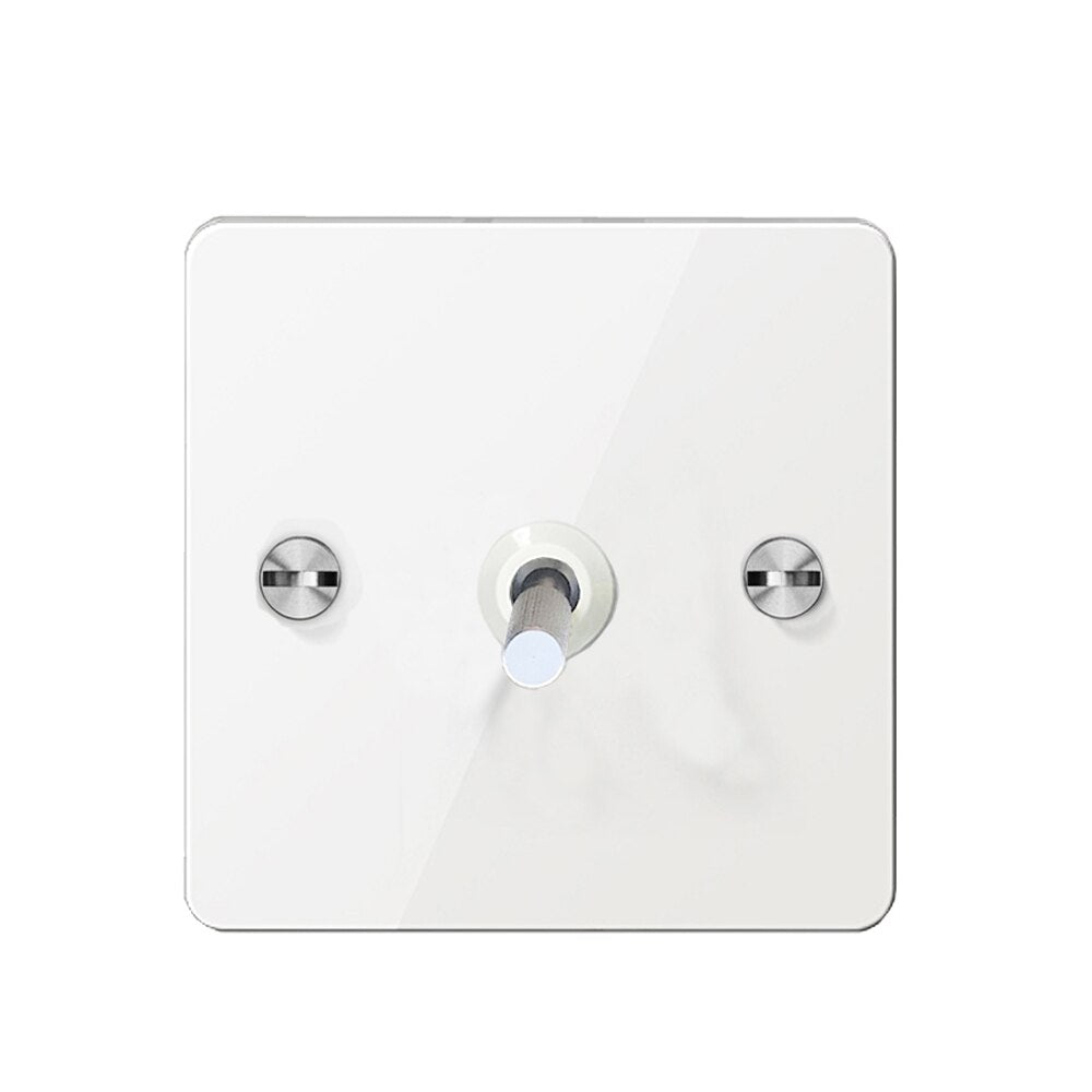 Detailed White & Silver Toggle Light Switch - 1 lever