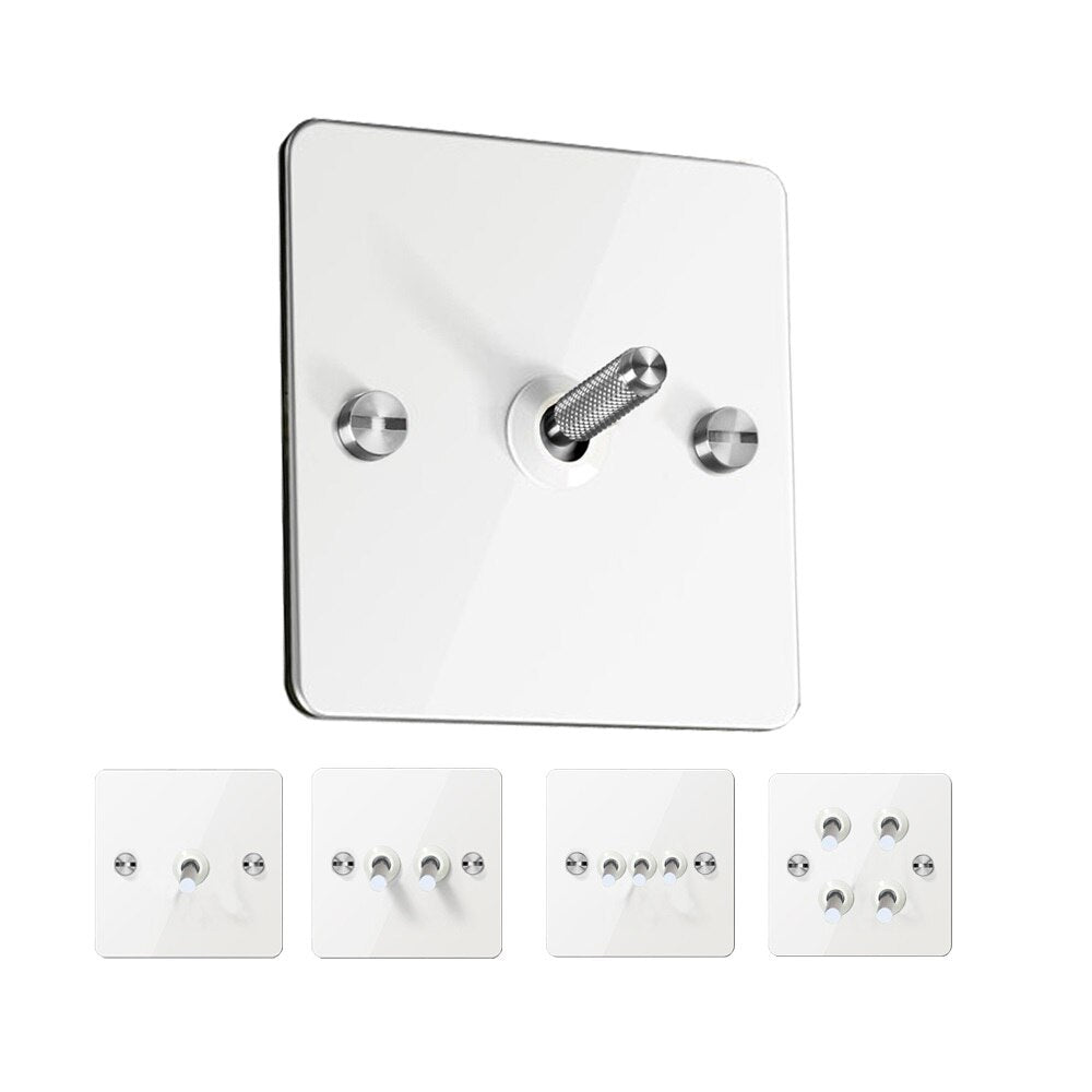 Detailed White & Silver Toggle Light Switch - 1 lever