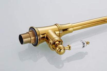 Gold Kitchen Mixer with Floral Ceramic Handle #201777
