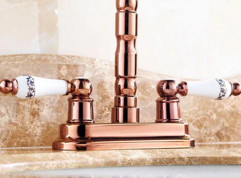 Rose Gold Antique Dual Ceramic Handle Mixer #201714