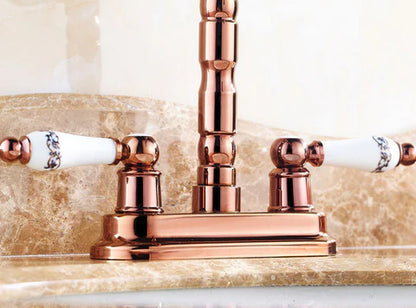 Rose Gold Antique Dual Ceramic Handle Mixer #201714