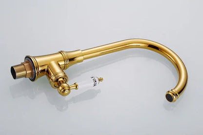 Gold Kitchen Mixer with Floral Ceramic Handle #201777