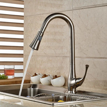 Brushed Nickel Contemporary Dual Sprayer Kitchen Mixer #201724