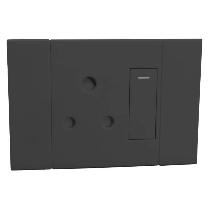 Horizontal Single RSA Socket - Charcoal