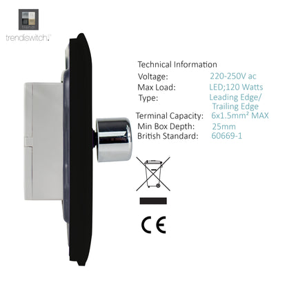 Trendi Copper - LED Dimmer - 2 lever - 1/2 way - 150w Rotary