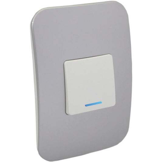 One-Way White Switch with Locator - Silver