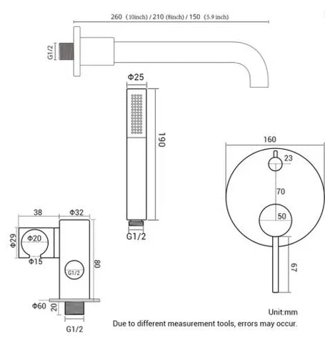 Rose Gold Wall Mounted Bath Mixer #20268