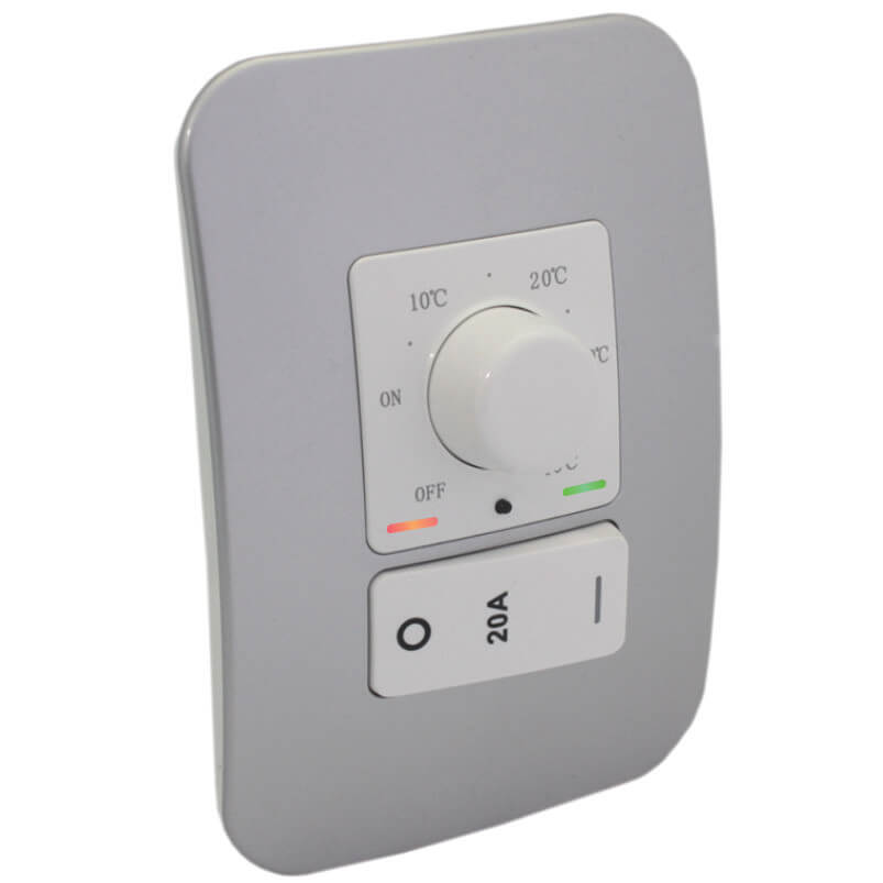 Rotary Thermostat with Isolator Switch - Silver