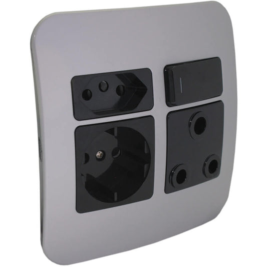 Round 2 Pin Plug Wall Socket - Silver