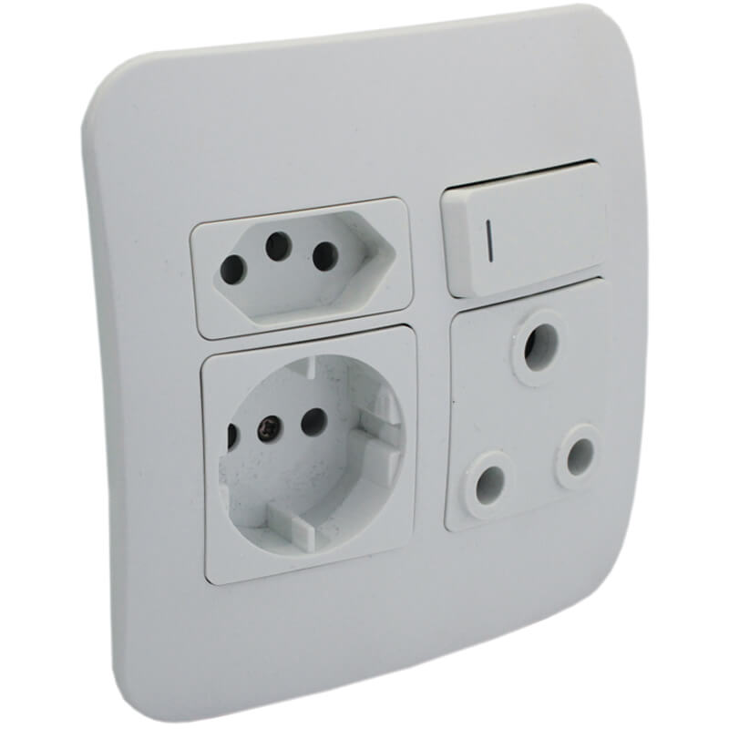 Round 2 Pin Plug Wall Socket - White