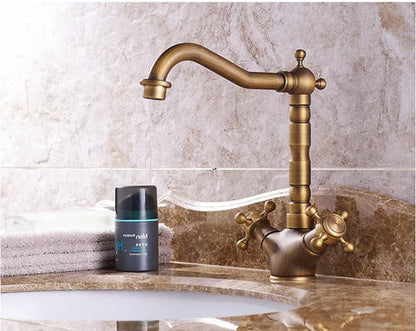 Classic Antique Brass Basin Mixer Short #20177