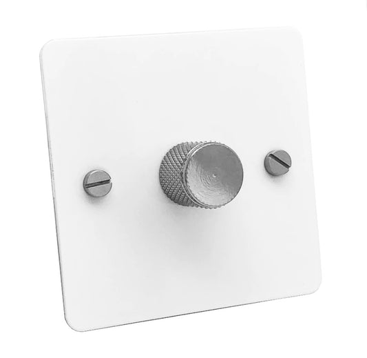 Detailed White & Silver Toggle Light Dimmer, 1 Gang