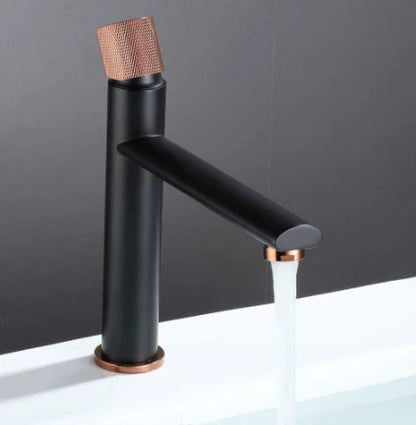 Short Black and Rose Gold Basin Mixer #20122