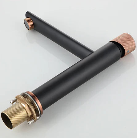Short Black and Rose Gold Basin Mixer #20122