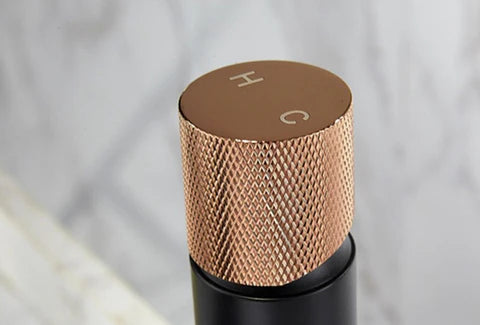 Short Black and Rose Gold Basin Mixer #20122