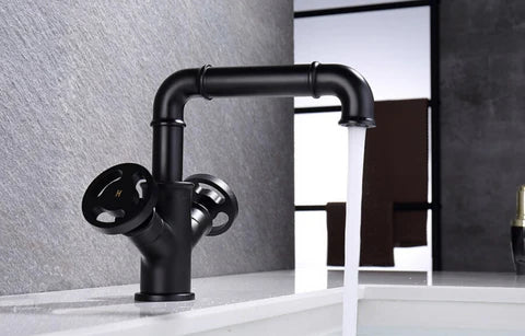 Steampunk Matt Black Basin Mixer #20123