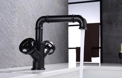 Steampunk Matt Black Basin Mixer #20123