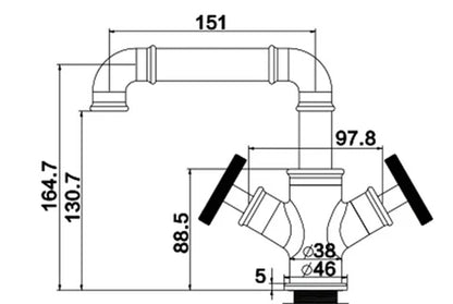 Steampunk Matt Black Basin Mixer #20123