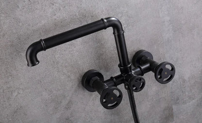 Matt Black Steampunk Bath Mixer #20116