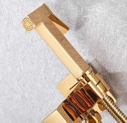 Gold Bidet Mixer with Hand Sprayer #20129