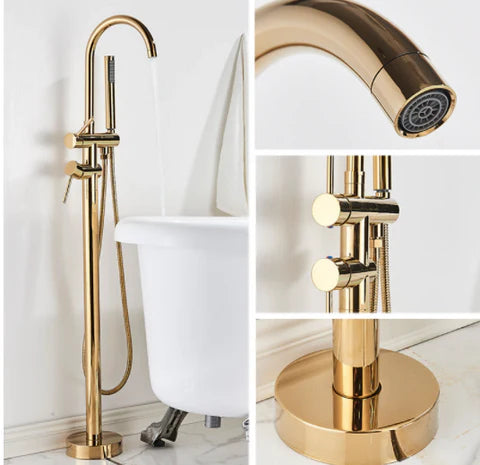 Polished Gold Freestanding Bath Mixer #201444