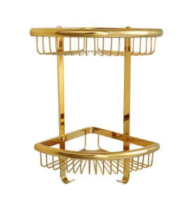 Shiny Gold Corner Storage Basket #20235