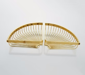 Shiny Gold Corner Storage Basket #20235