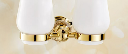 Gold Crystal Double Toothbrush Holder #20252