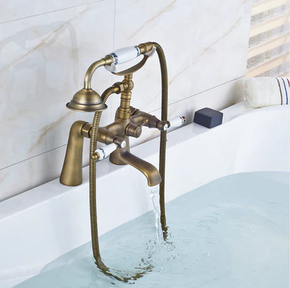 Brass Bath Mixer Ceramic Handles & Telephone Hand Shower #201744
