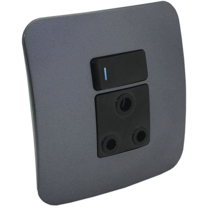 Single 16A RSA Socket Outlet with Indicator - Gun Metal