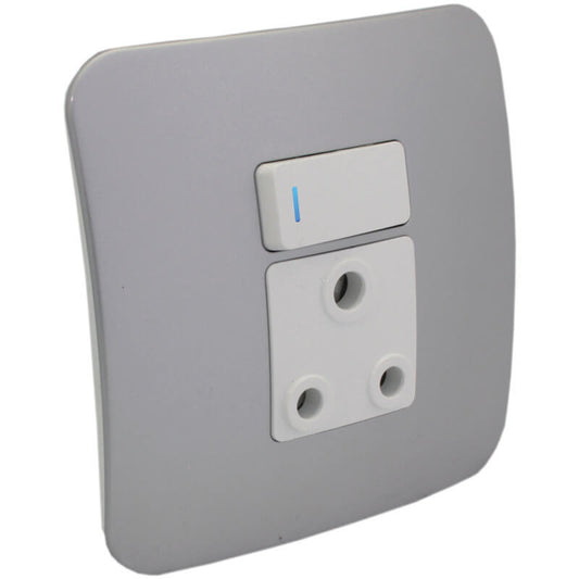 Single RSA Socket Outlet with Indicator - Silver