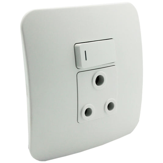 Single Switched Wall Socket - White