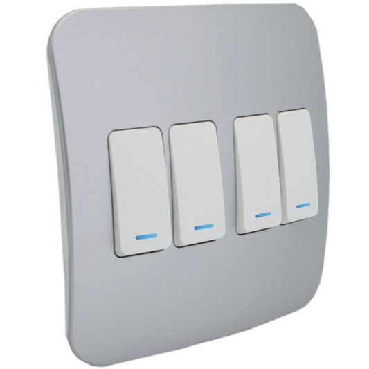 Four Lever One-Way Switch with Locator - Silver